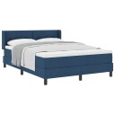  Box Spring Seng med Madrass Blå 160x200 cm Stoff