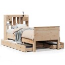  Seng med bokhylle uten madrass 90x200 cm heltre furu 8721158383693