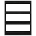 vidaXL Bokhylle/romdeler svart 100x30x103 cm heltre furu