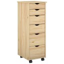 vidaXL Rullende skap med hjul Brun 34 x 39 x 93,5 cm Massiv furu