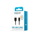 Forever USB-A til USB-C Kabel 1m 3A - Svart