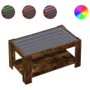  Salongbord med LED røkt eik 93x53x45 cm konstruert tre 847557