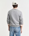 Gant Kabelstrikket genser i bomull med rund hals GREY MELANGE XXL