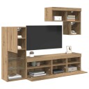  TV Vegg Enheter Veggmontert 6 pcs Artisan Eik Konstruert tre