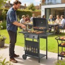 Gassgrill 5kW – 2 brennere rustfritt stål sidebord