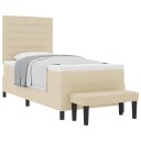  Box Spring Seng med Madrass & Benk Krem 100x200 cm Stoff