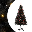  Juletre med 150 LED med stativ Svart 150 cm PVC