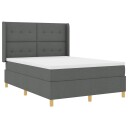  Box Spring Seng med Madrass & LED Mørkegrå 140x200 cm Stoff