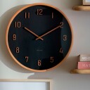 KARLSSON Wall Clock Nervadura Black W. Light Wood   Black   Ø 40.8 CM