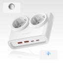 Orico PDC25 25 W 6-i-1 stikkontaktblokk 2x vekselstrøm + 2x USB-A + 2x USB-C – hvit