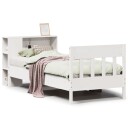  Seng med bokhylle uten madrass hvit 75x190 cm heltre furu 3323207