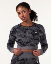 LEVITY Device Seamless Ruch Crop LS Dk Grey Leo - S