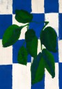 Green Leaves Blue Checkers Plakat / 100x150