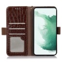 Crocodile Series Samsung Galaxy S23 5G Lommebok-deksel I Lær med RFID Brun