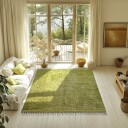 Ryetepper   Celina Natural Cotton Shaggy grønn/gul Størrelse: 240 x 340 cm