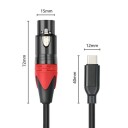 Lydkabel USB-C hann til XLR hunn 2 m med innebygd DAC-brikke