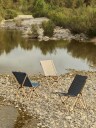Outdoor Market Folding Chair Blue With Beige Stripe