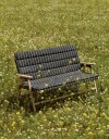 Outdoor Market Folding Sofa Black With Beige Stripe
