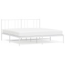  Sengeramme i metall med hodegavl hvit 183x213 cm