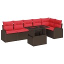 vidaXL Hagesofa Set 7 stk. Brun Poly rattan