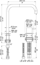 Vola 590 kjøkkenbatteri 210 mm tut, svingbar, Blå