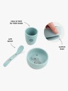 Done by Deer Stick&Stay First Meal Set Celebration Blue   Blue   BOWL:Ø 10X H 4.2CM.MUG:Ø 6.6X H 7.5CM.SPOON:14CM