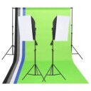 vidaXL Fotostudiosett med lyssett, bakgrunn og reflektor