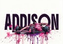 Pink Racing Car with Name Personal Plakat Plakat / 40x50cm