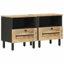 vidaXL Nattbord 2 stk. Naturlig 40 x 33 x 46 cm Massiv mango tre
