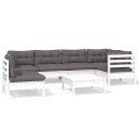  Hagesofagruppe med puter 7 deler furu hvit 3096425