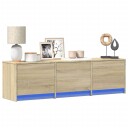  TV skap med LED Sonoma 140 x 34 x 40 cm Konstruert tre