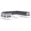 vidaXL Hagesofagruppe med puter 10 deler hvit heltre furu