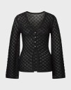 Malina Ayla Pointelle Knitted Cardigan   Black   M