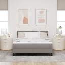  Box Spring Seng med Madrass & LED Taupe 160x200 cm Stoff
