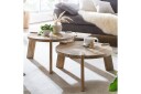 Sofabord Wohnling Sett med 2 Runde Massivt Tre med Massiv Ben Landlig Stil -