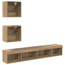  TV veggenheter med LED med LED 5 pcs Artisan Eik Konstruert tre