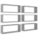  Vegghyller kubeformet 6 stk betonggrå 60x15x23 cm sponplate 8720286595657
