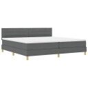  Box Spring Seng med Madrass & LED Dempet Grå 200x200 cm Stoff