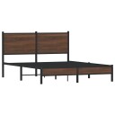  Sengeramme i metall med hodegavl brun eik 140x200 cm 8721102955105