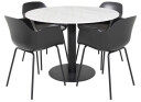 Venture Design Estelle & Comfort spisegruppe Hvit/svart 4 st stoler & bord 106 cm