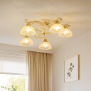 Luminex Taklampe Flora 5 glasskjermer hvit/messing