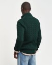 Bomullskabelstrikket genser med half-zip TARTAN GREEN XXL