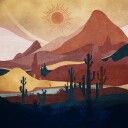 Desert Sunrise Bliss Plakat Plakat / 50x50cm