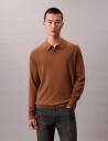 Calvin Klein Ls 100% Merino Polo 14Gg - Brown - M