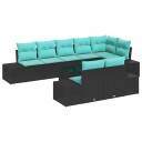 vidaXL Hagesofa Set med lagring Svart og turkis Poly rattan