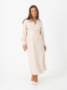 Selected Femme Selma Long Sleeve Ankle Dress Beige 38