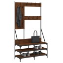  Klesstativ med skooppbevaring brun eik 100x40x184 cm 8721012196384