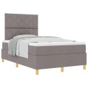  Box Spring Seng med Madrass Taupe Kompakt Dobbel Stoff
