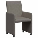  Spisebordsstoler med hjul 2 pcs Lysegrå 57 x 66 x 94 cm
