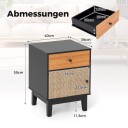Nattbord i rotting med skuff og skap nattbord sidebord sofabord i boho stil